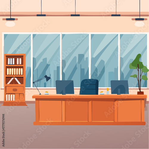 Interior of a courtroom - 2D vector in cartoon animation style