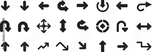 User Interface Arrow Icons Set - Directional Navigation, Rotation, and Movement