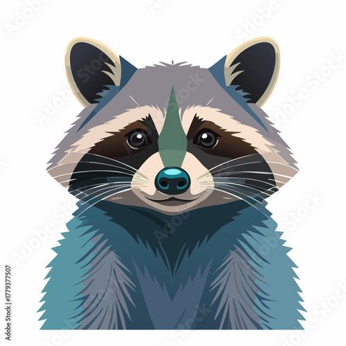 2D animation style Raccoon isolated on white
