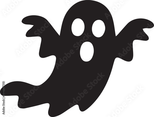 Surprised Ghost Silhouette Vector Icon - Classic Halloween Spooky Spirit