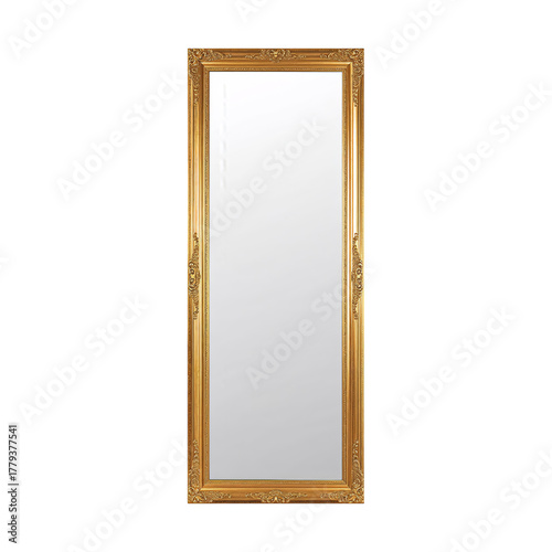 Elegant Tall Mirror With Ornate Golden Frame Perfect for Home Decor in Living...