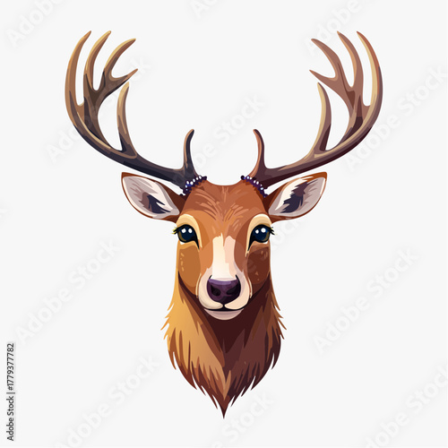 2D animation style Reindeer isolated on white