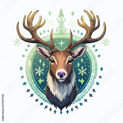 2D animation style Reindeer isolated on white
