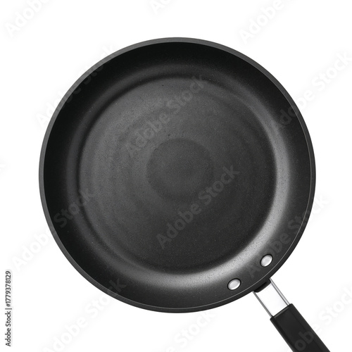 Deep Black Frying Pan With Handles on a White Background for Cooking and Kitc...