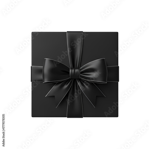 Elegant black gift box with luxurious satin ribbon bow, perfect for premium product launches, special occasions, and sophisticated branding.