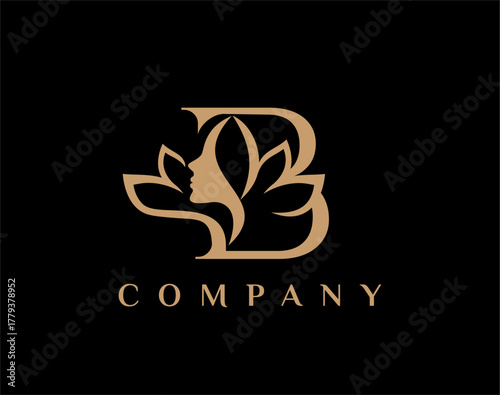 Letter B Beauty Face Lotus Flower Logo Design