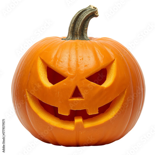 Bright Orange Jack-O-Lantern With a Cheerful Face for Halloween Decoration.