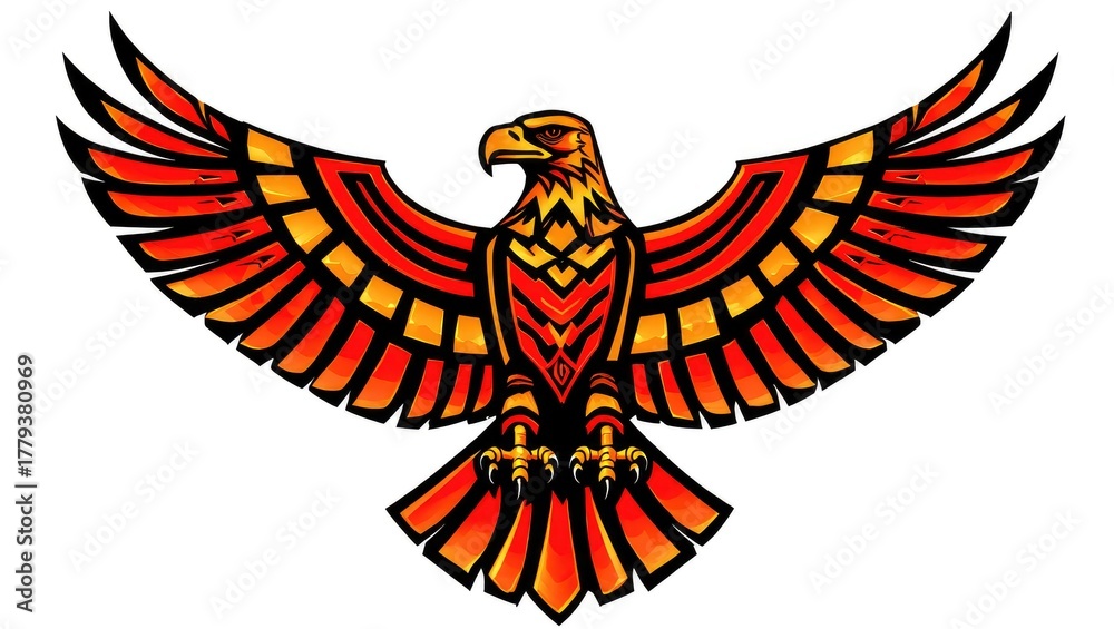 Fototapeta premium Vibrant eagle illustration with outstretched wings, perfect for design projects