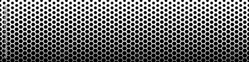 Hexagon fades halftone gradient vector pattern black color for banner, web site, poster, bussines card, visualization big data. Futuristic honeycomb abstract background vector 10 eps