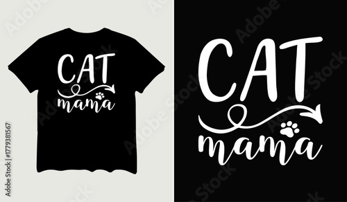 Cat mama t-shirt design for t-shirt quotes or poster svg printable cut file