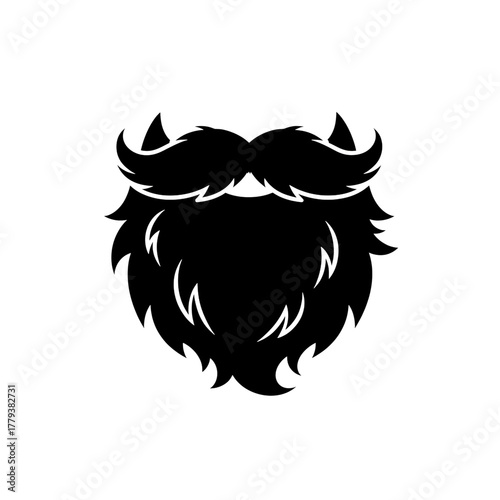 Bold stylized beard and mustache outline for masculine branding and design projects, conveying strength and character.