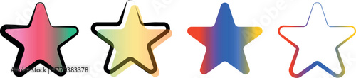 Modern Gradient Star Symbol Collection – Editable Vector Icon Set for Review Ratings, Award Badges, Web Interfaces, Infographics and Marketing Designs