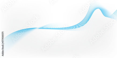 Abstract blue smooth waves on white background. dynamic art simple geometric space good soft modern concept light old