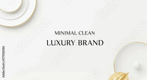 Minimalist luxury brand concept with elegant gold accents on a clean white backdrop