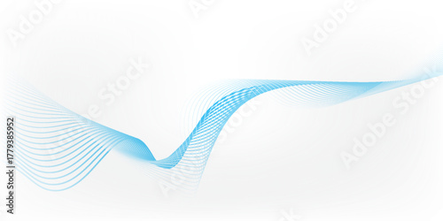 Abstract blue smooth waves on white background. dynamic art simple geometric space good soft modern concept light old nice