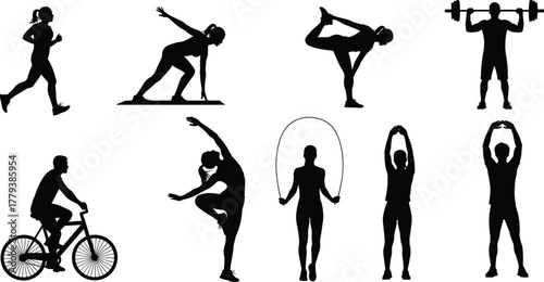 Fitness, Exercise, Workout, Training, Sport, Athlete, Body, Health, Strength, Motion, Yoga, Stretch, Gym, Activity, Silhouette