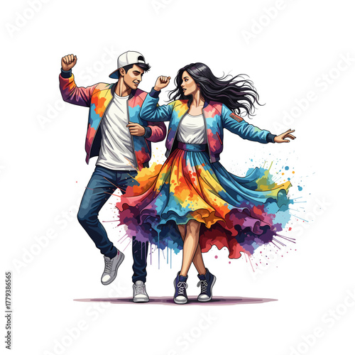 Watercolor Ballerina Dancer Rainbow Tutu Splatter