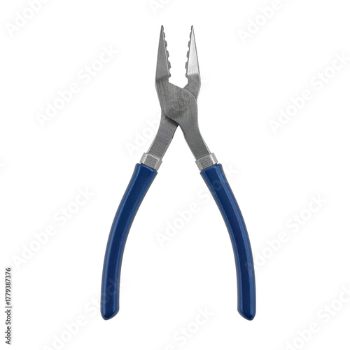 Metal Pliers With Blue Rubber Handles for Various Household Tasks and Repairs