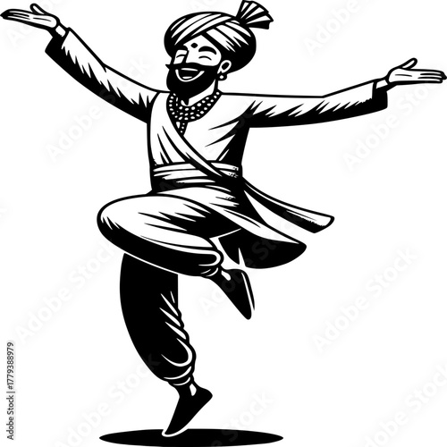 Dancing with Joy: An illustration captures the vibrant spirit of a man in traditional attire, caught mid-leap in a dance of pure joy and cultural expression. 
