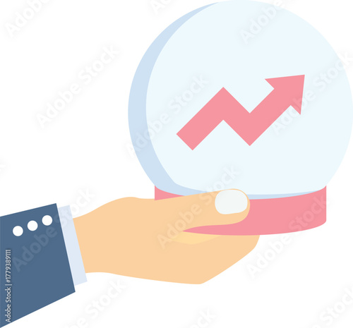 Businessman holding crystal ball in his hand

