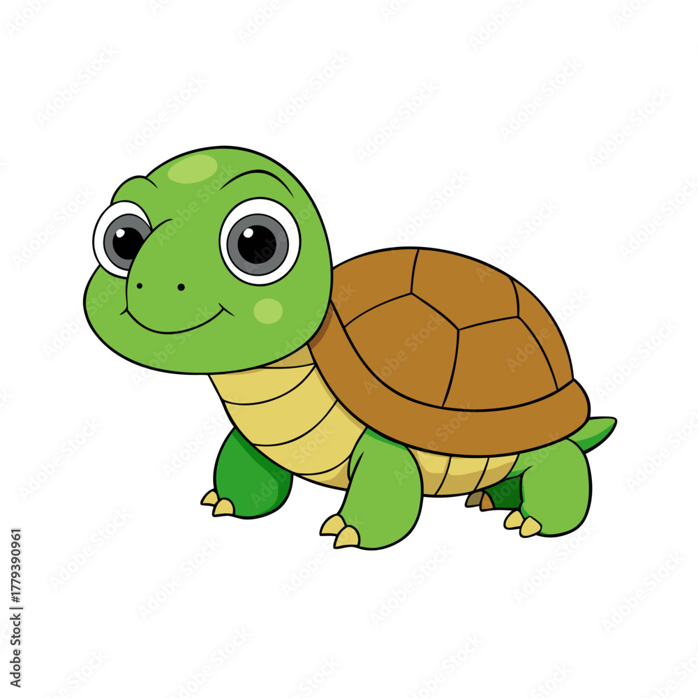 Fototapeta premium Adorable cartoon turtle with big eyes and a friendly smile