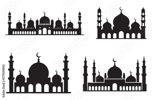 “Culture and Religion Silhouette Vector – Traditional and Spiritual Icon Set”