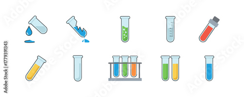 laboratory glassware icons set