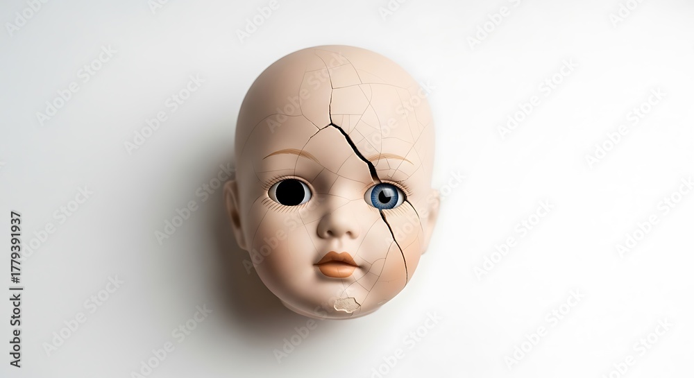 Fototapeta premium Doll Head on White Surface