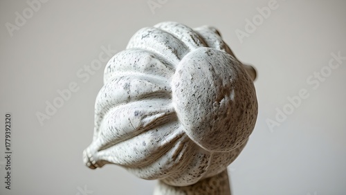 quatrain. Close-up of a weathered classical Greek sculpture of a conch shell. event programs, museum guides, designed for cultural heritage projects and event programs, used by software engineers.