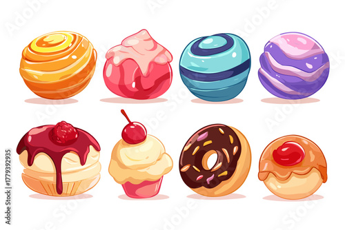 Colorful Cartoon Sweets: Ice Cream and Donuts for Fun Designs