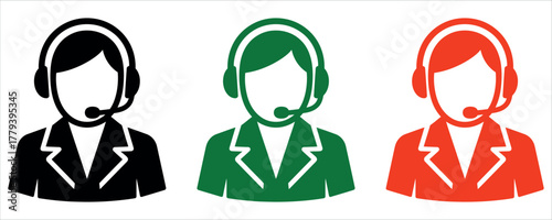 Professional Customer Service Icon Vector Design Template. Essential graphic element symbolizing Support, Assistance, Contact, Help Desk, Communication, and Client Care. Perfect for call centers.