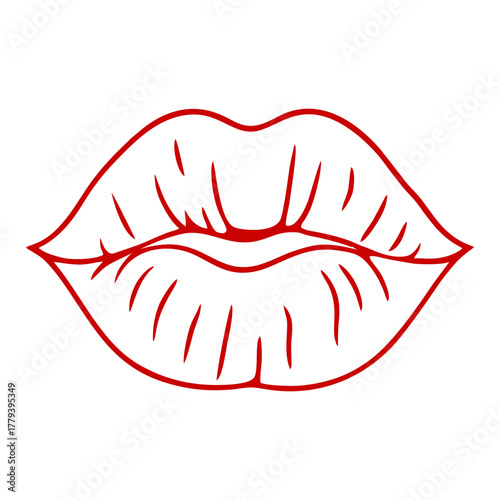 Line art illustration of lips