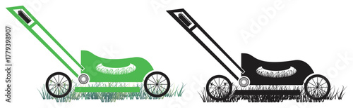 Lawn mower grass cutting vector illustration design.