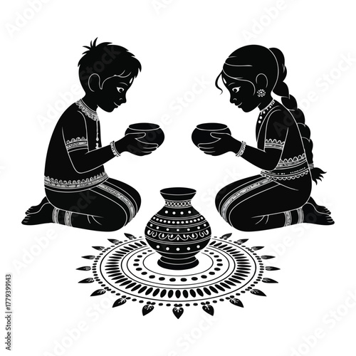 Cute cartoon vector illustration of Hindu god Ganesha in a fun artistic design