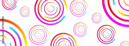 Colorful seamless pattern with circular rainbow swirls and decorative multicolored design