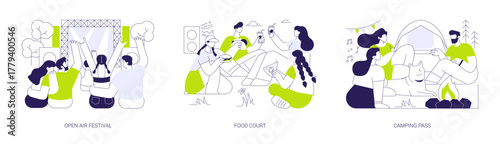 Urban summer weekend isolated cartoon vector illustrations se