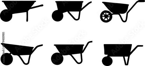 Wheelbarrow silhouette, wheelbarrow vector art, wheelbarrow silhouette, wheelbarrow set vector