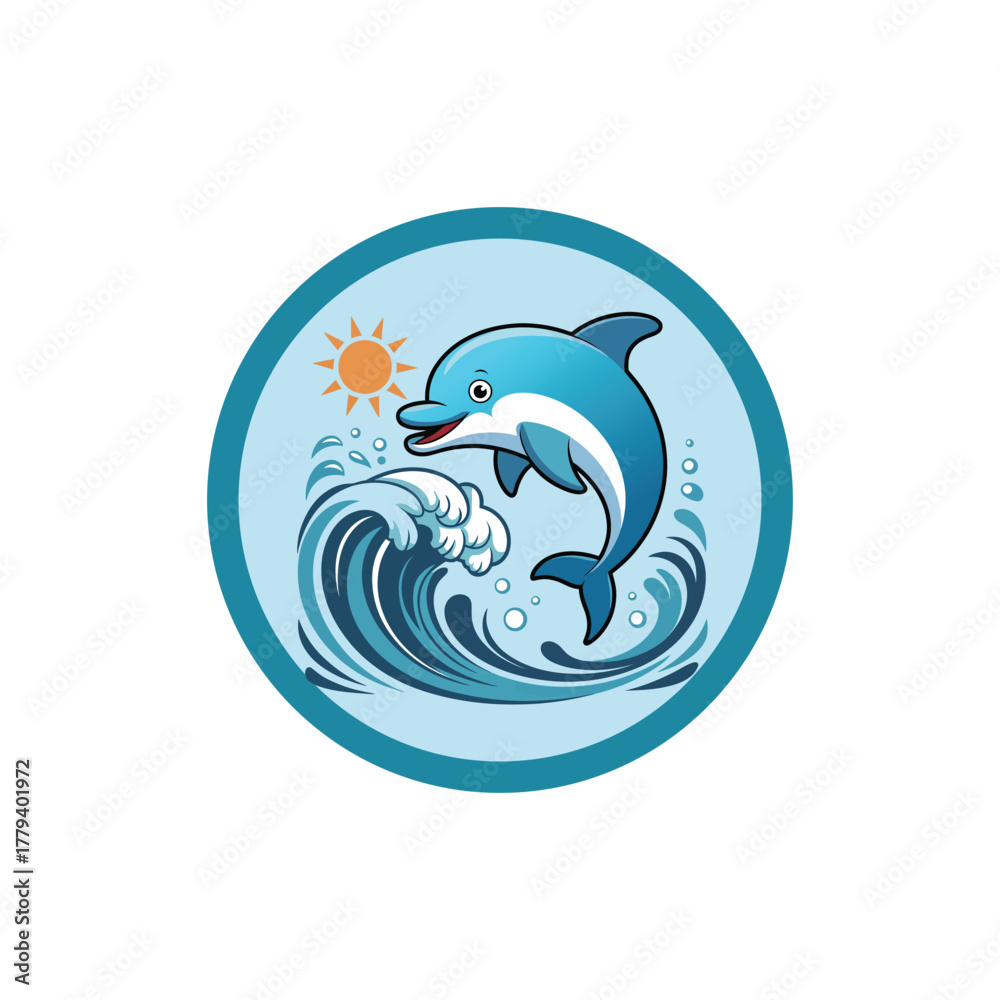 Fototapeta premium Leaping Dolphin Emblem