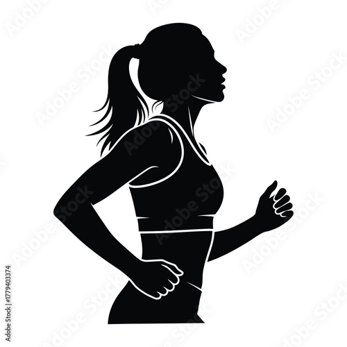 Runner woman profile silhouette icon for fitness