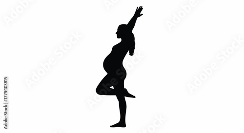 Silhouette of a pregnant woman in a yoga pose, representing health and wellness during pregnancy