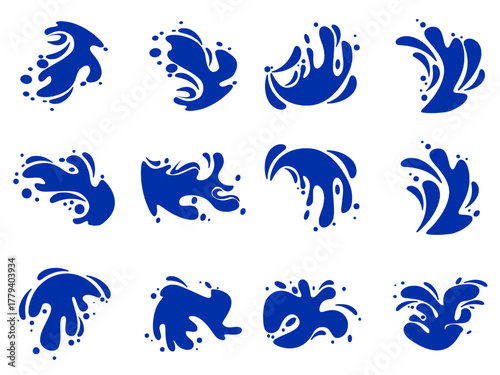 vector set of blue splash icon 