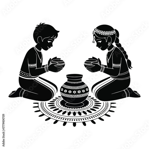 Cute cartoon vector illustration of Hindu god Ganesha in a fun artistic design