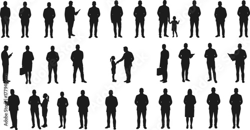 people, silhouette, figure, pose, activity, communication, vector, man, woman, child, cad, drawing, flat, black, illustrationpeople, silhouette, 
