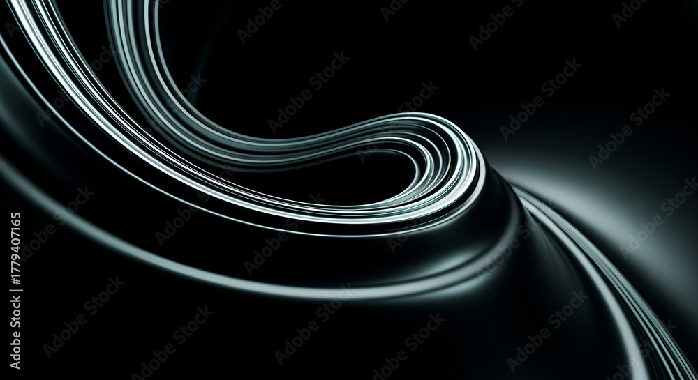 Obraz premium Abstract Metallic Swirls on Dark Background curves