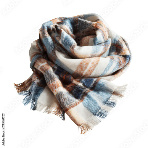 Cozy Plaid Scarf in Blue and Yellow Tones for Chilly Weather Wear.