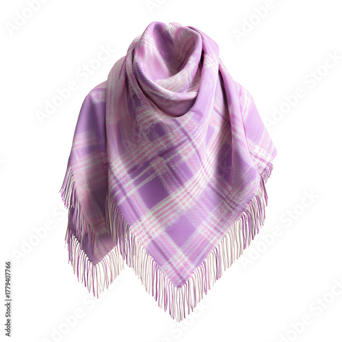 Cozy Purple Plaid Shawl Draped Stylishly for Cool Weather Wear