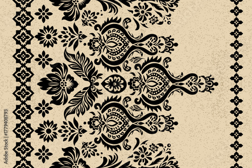 Ikat floral pattern background, vector illustration, Baroque pattern, Ikat ethnic oriental pattern, Aztec style, abstract background. design for texture, fabric, clothing, decoration, carpet, print.