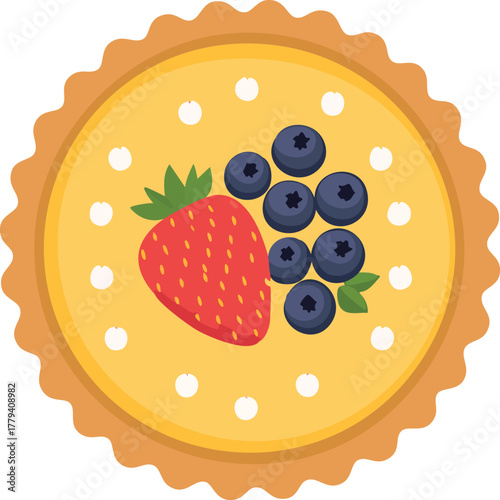 Cake with berries and blueberries illustration