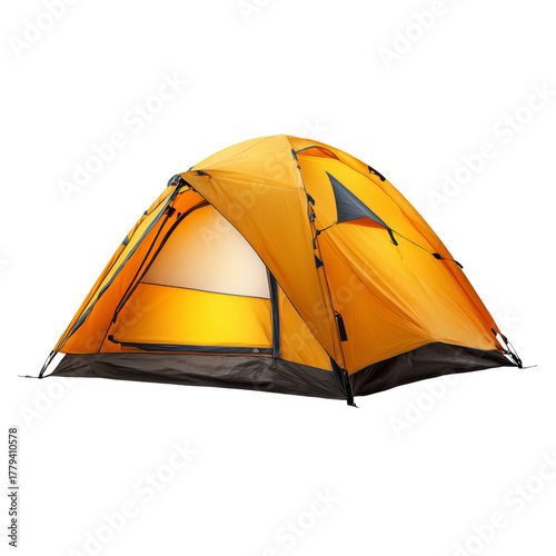 Bright Orange Tent Set up in a Scenic Outdoor Location During Daytime for Cam...