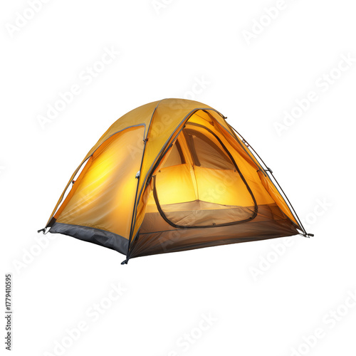 Bright Orange Tent Set up in a Scenic Outdoor Location During Daytime for Cam...